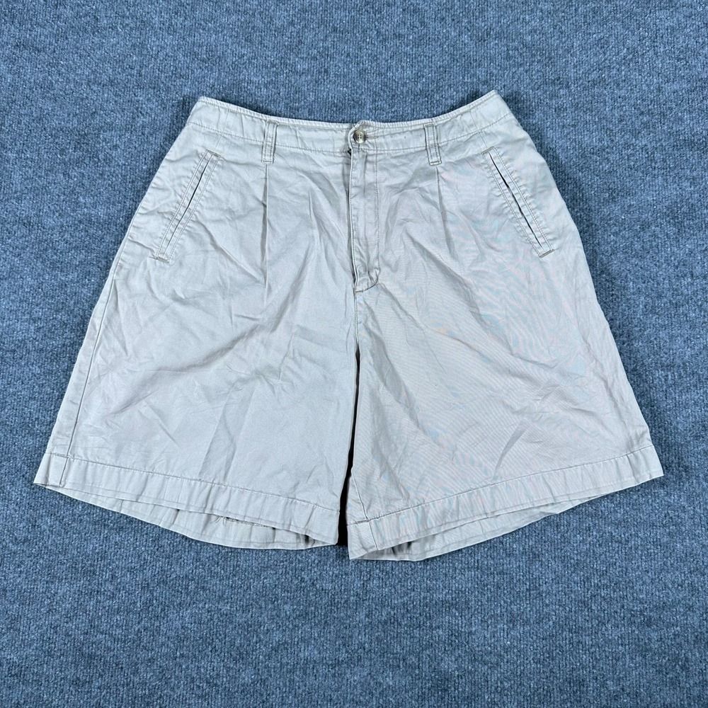 Eddie Bauer Shorts Womens Size 12 Beige Pleated Cotton Relaxed Chino Outdoor